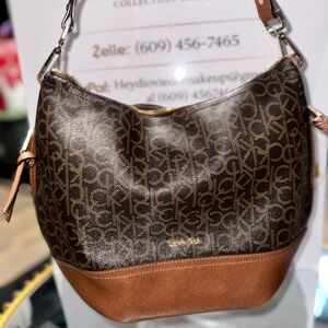 Calvin Klein Brown and Tan Hobo Bag